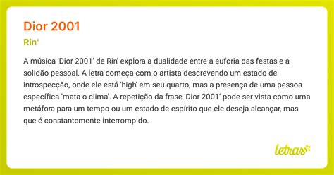 rin dior 2001 letra|DIOR 2001 (TRADUÇÃO) .